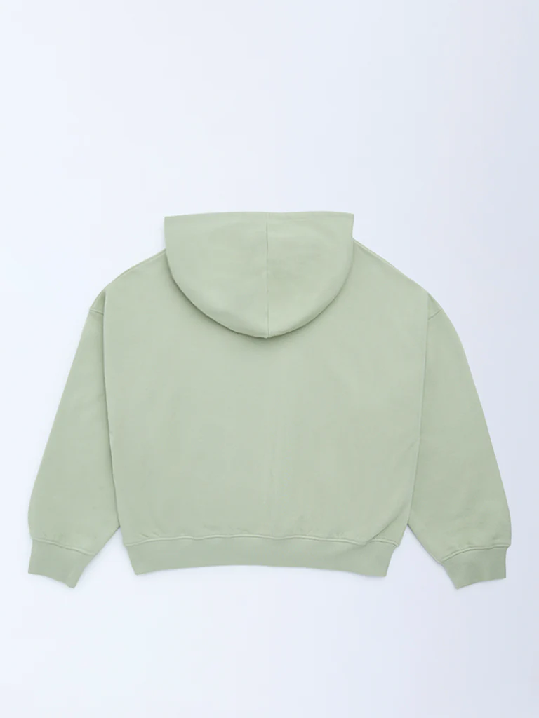 Y&F Kids Girls Sage Printed Cotton-Blend Hoodie - Image 3