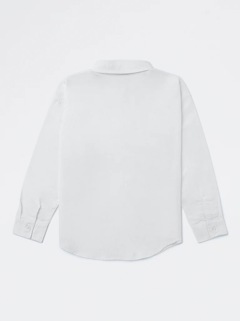 Y&F Kids Girls White Embroidered Cotton Shirt - Image 2
