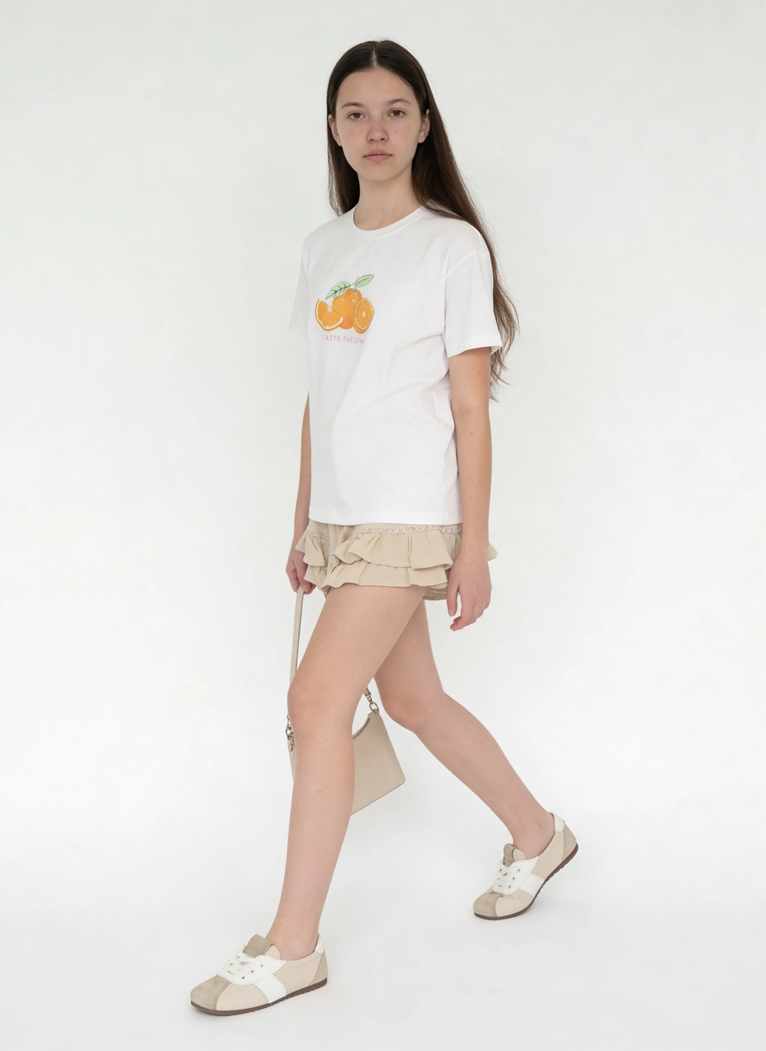 Y&F Kids Girls White Fruit Printed Cotton T-Shirt - Image 3