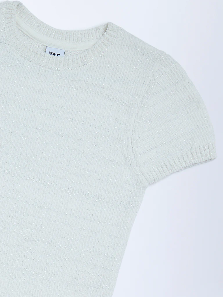 Y&F Kids Girls White Knitted Bodycon Dress - Image 6