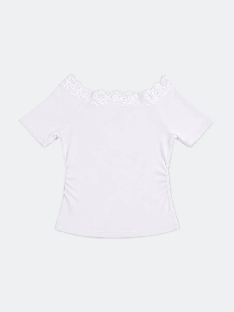 Y&F Kids Girls White Printed Cotton-Blend T-Shirt - Image 3