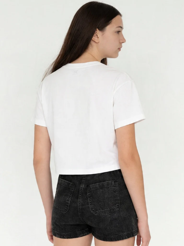 Y&F Kids Girls White Printed Cotton T-Shirt - Image 3