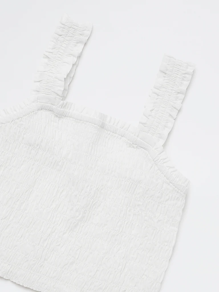 Y&F Kids Girls White Smocked Cotton Top - Image 3