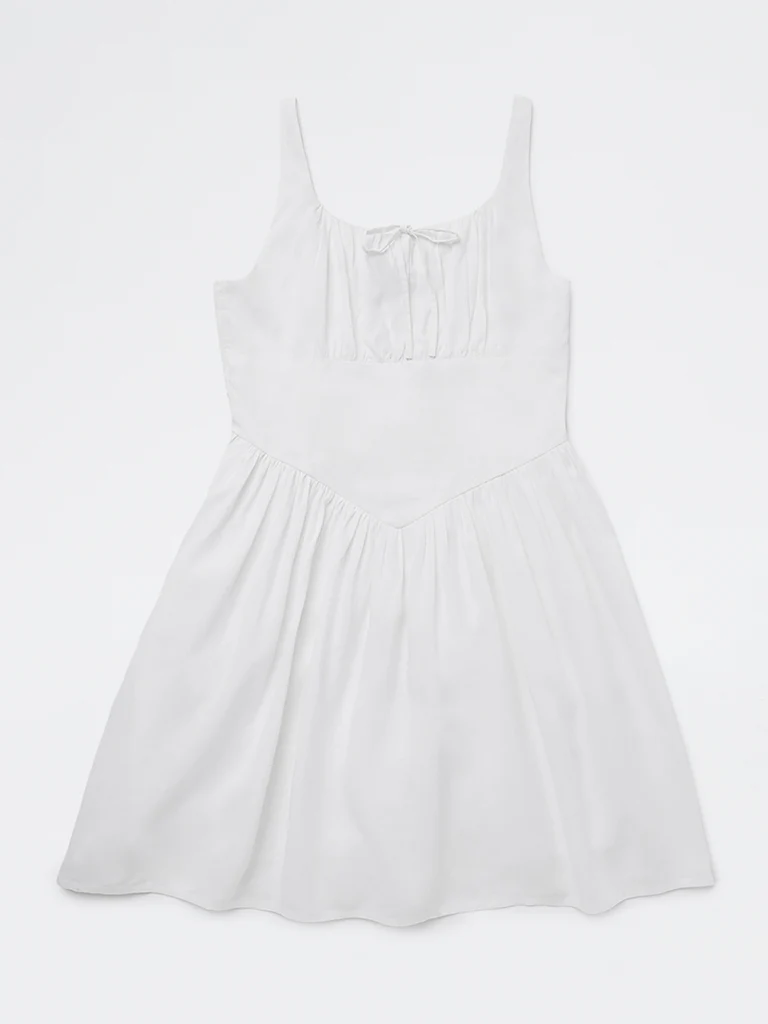 Y&F Kids Girls White Solid A-Line Dress