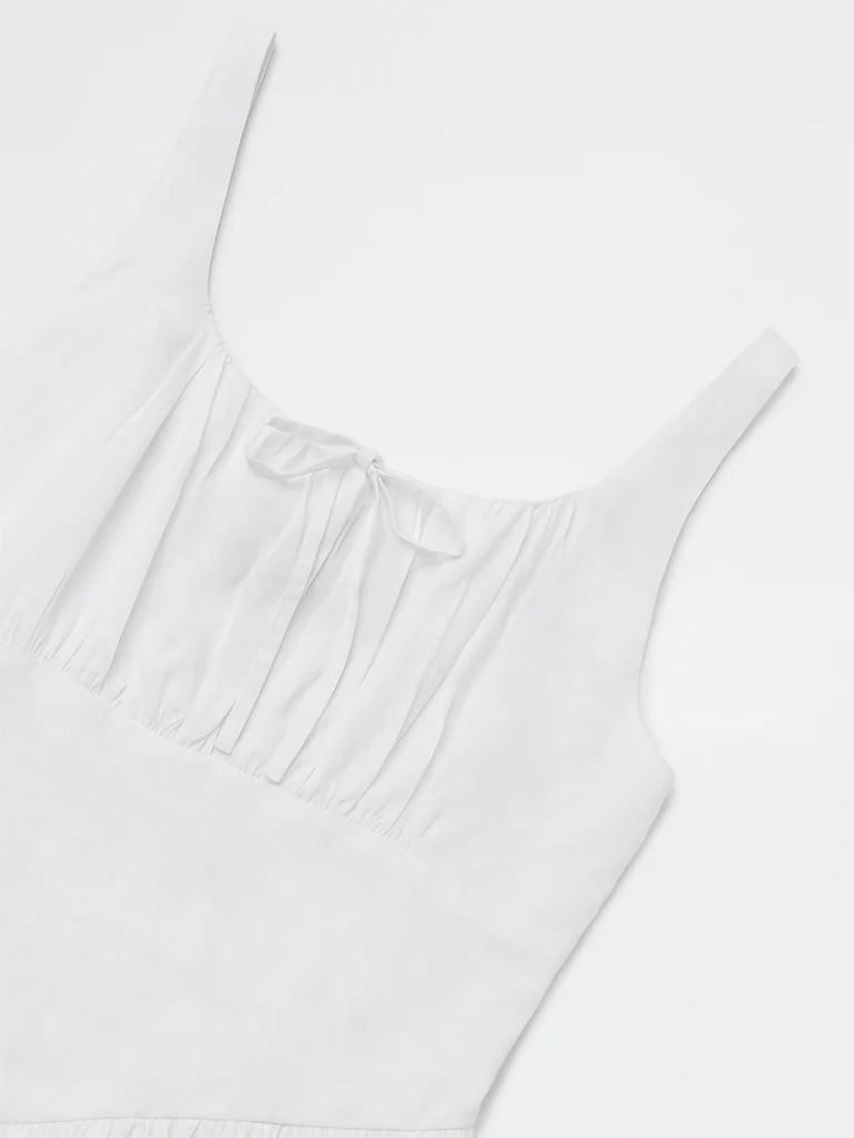 Y&F Kids Girls White Solid A-Line Dress - Image 3