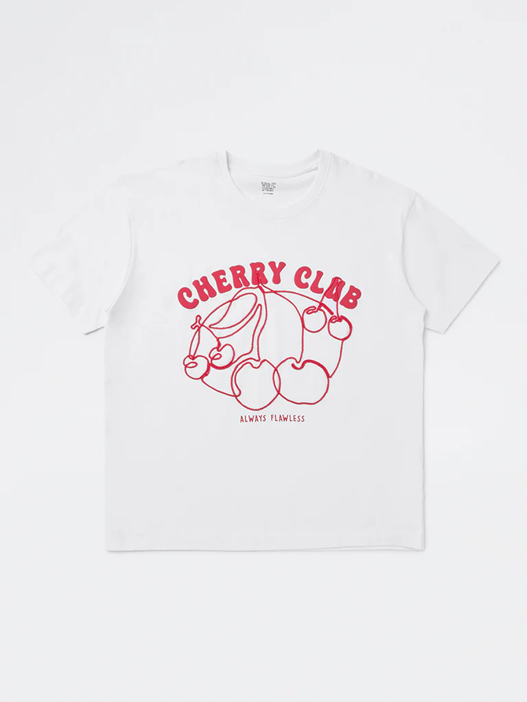 Y&F Kids Girls White Text Design Cotton T-Shirt