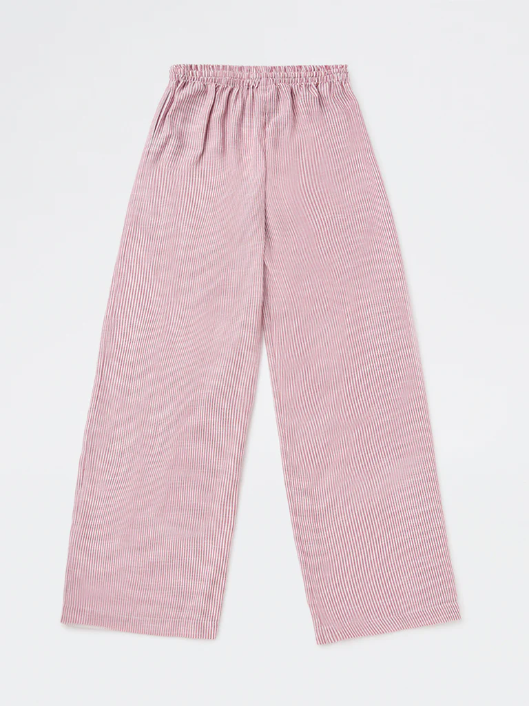 Y&F Kids Girls Wine Striped High-Rise Pants - Image 4