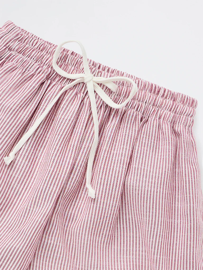 Y&F Kids Girls Wine Striped High-Rise Pants - Image 5