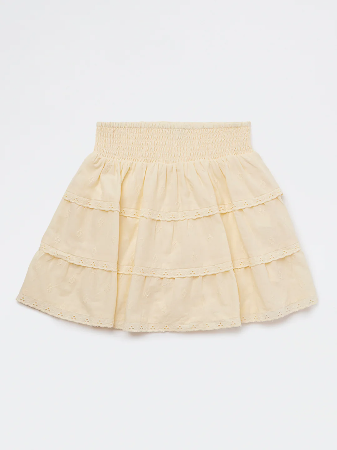 Y&F Kids Girls Yellow Schiffli Design High-Rise Cotton Skirt