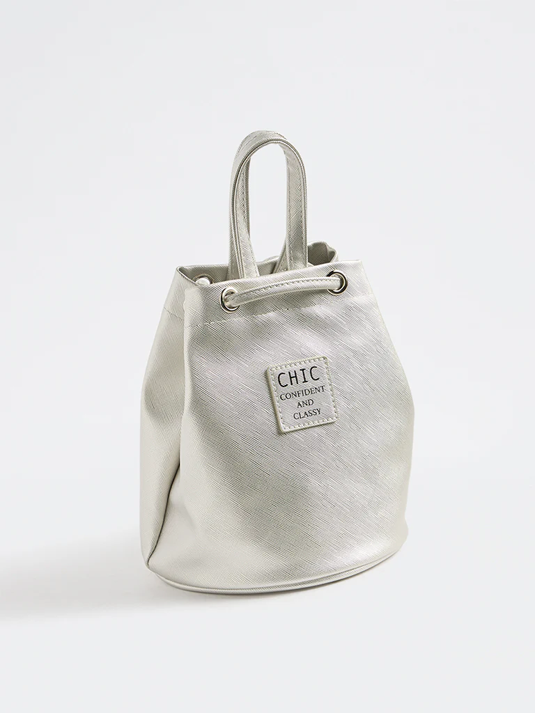 Y&F Kids Silver Text-Detailed Shoulder Bag - Image 2