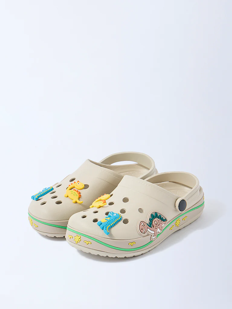 Yellow Beige Dinosaur-Themed Clogs - Image 2