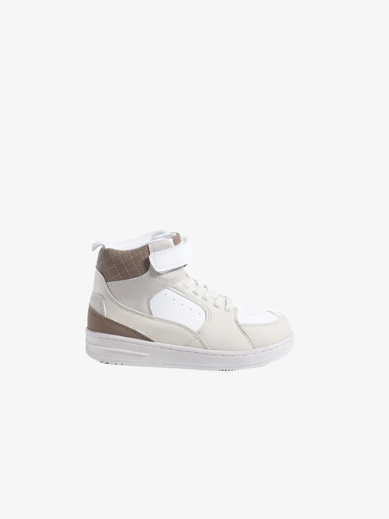 Yellow Beige High-Top Sneakers - Image 3