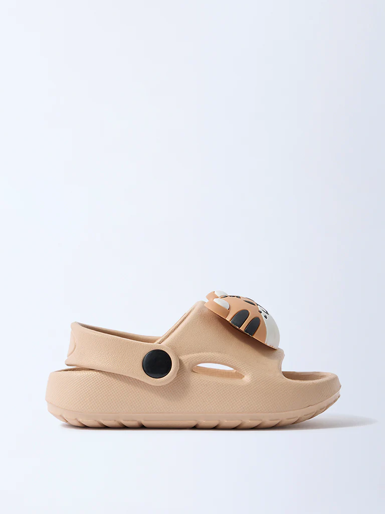 Yellow Beige Tiger-Themed Clogs