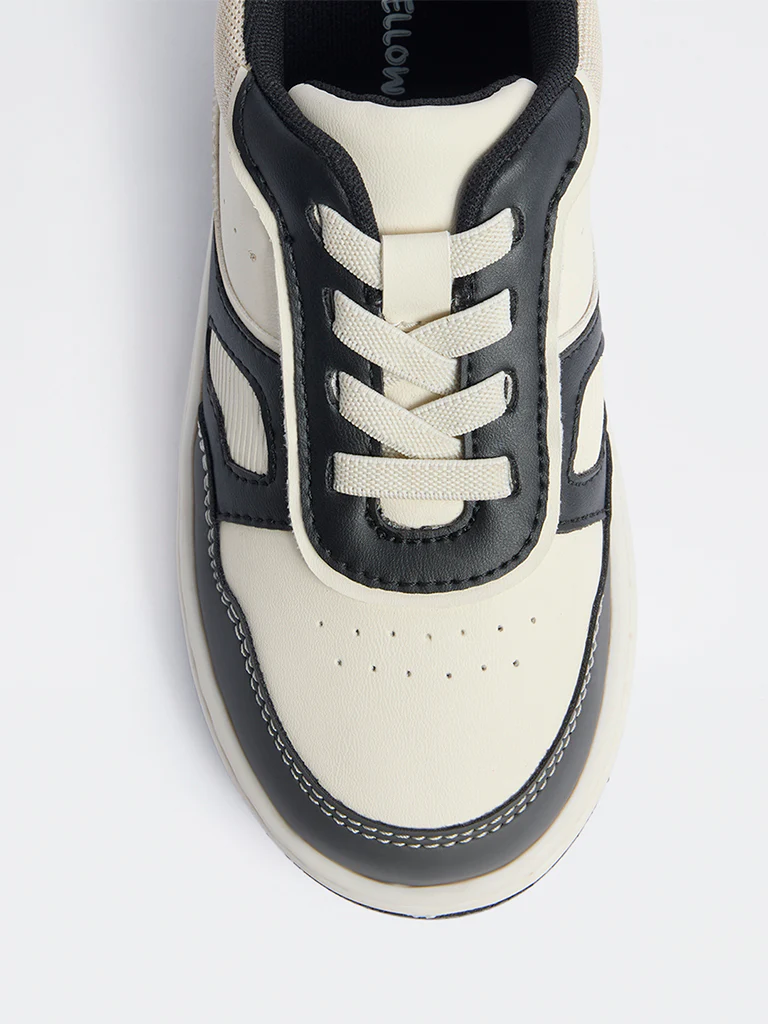 Yellow Black Colour-Blocked Lace-Up Sneakers - Image 3