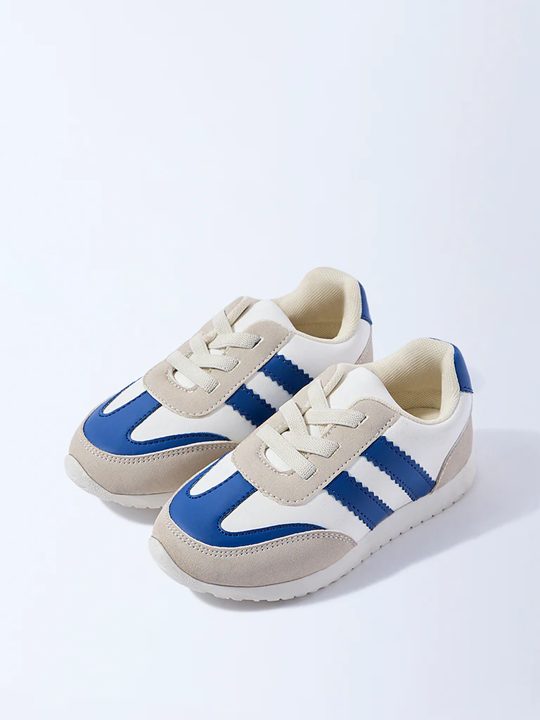 Yellow Blue Colour-Blocked Lace-Up Sneakers - Image 2