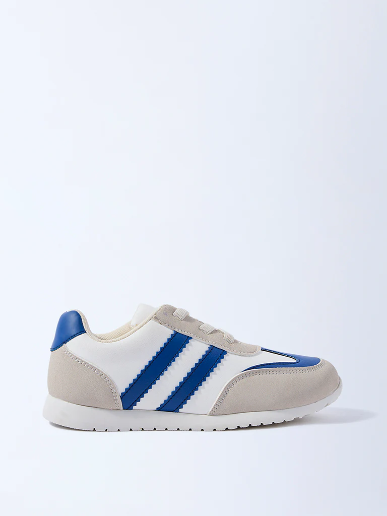 Yellow Blue Colour-Blocked Lace-Up Sneakers