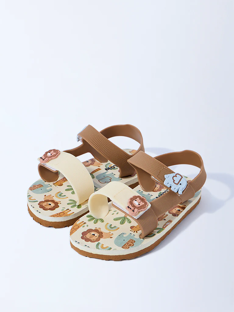 Yellow Brown Jungle-Inspired Sandals - Image 2