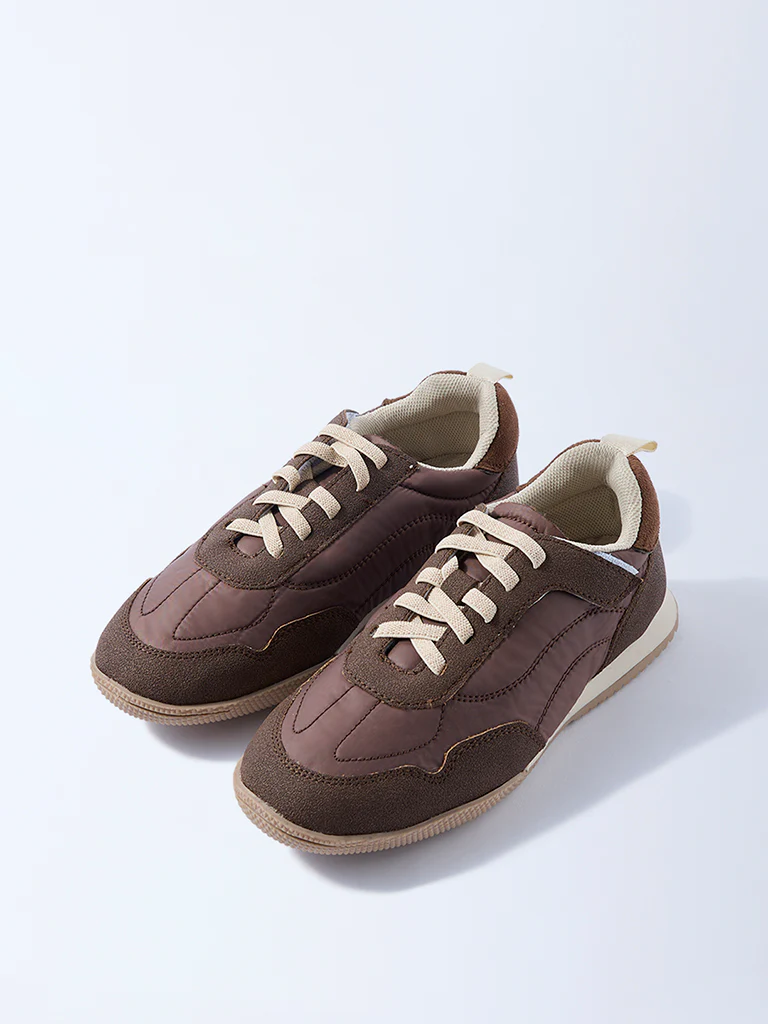 Yellow Brown Lace-Up Sneakers - Image 2