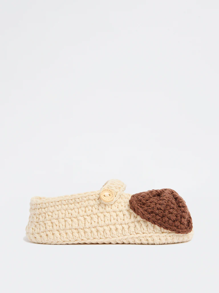 Yellow Cream Crochet Knitted Booties