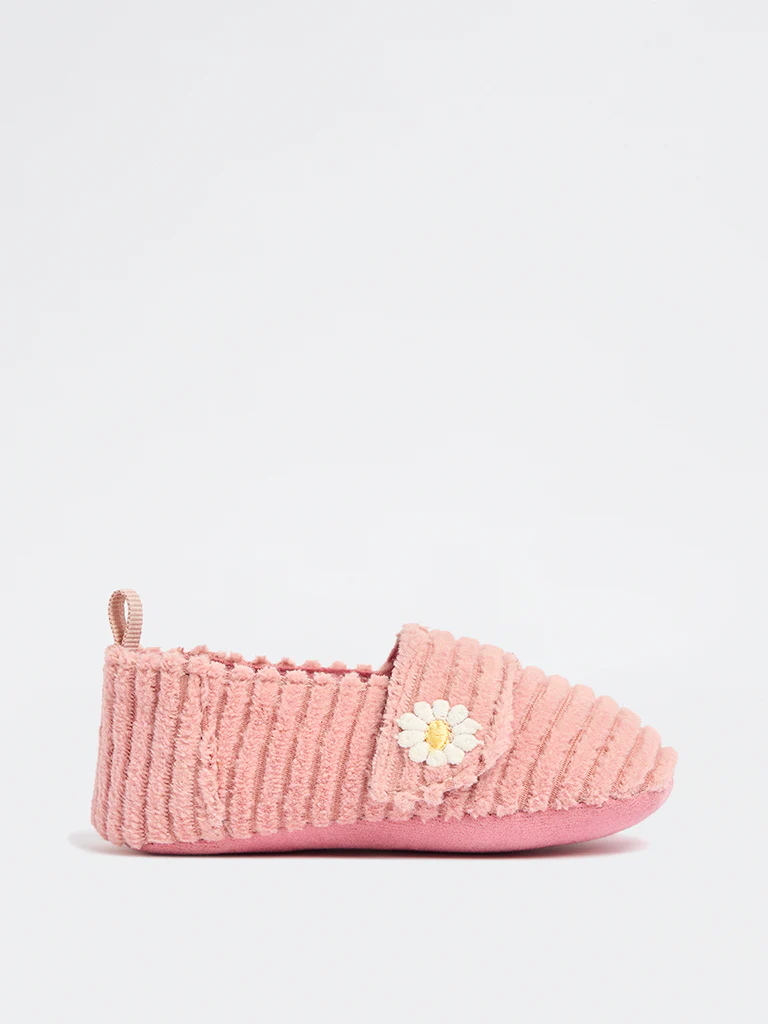 Yellow Dusty Pink Floral Detailed Bootie Shoes