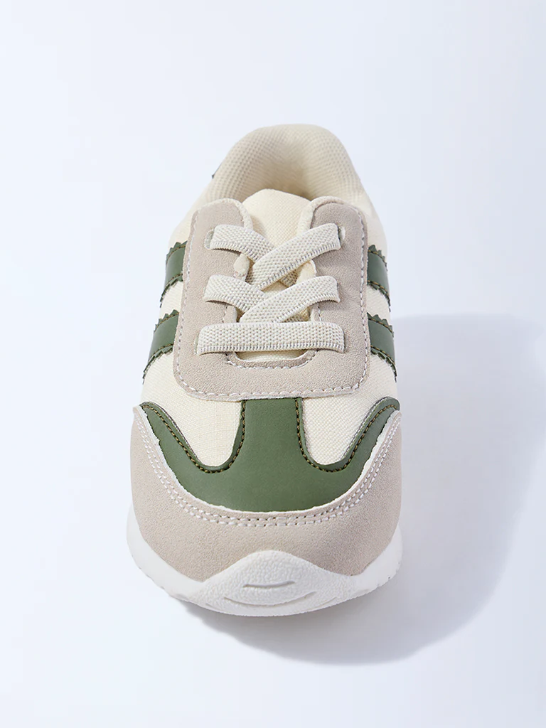 Yellow Green Colour-Blocked Lace-Up Sneakers - Image 3