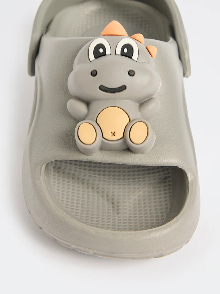 Yellow Grey Applique-Detailed Clogs - Image 3