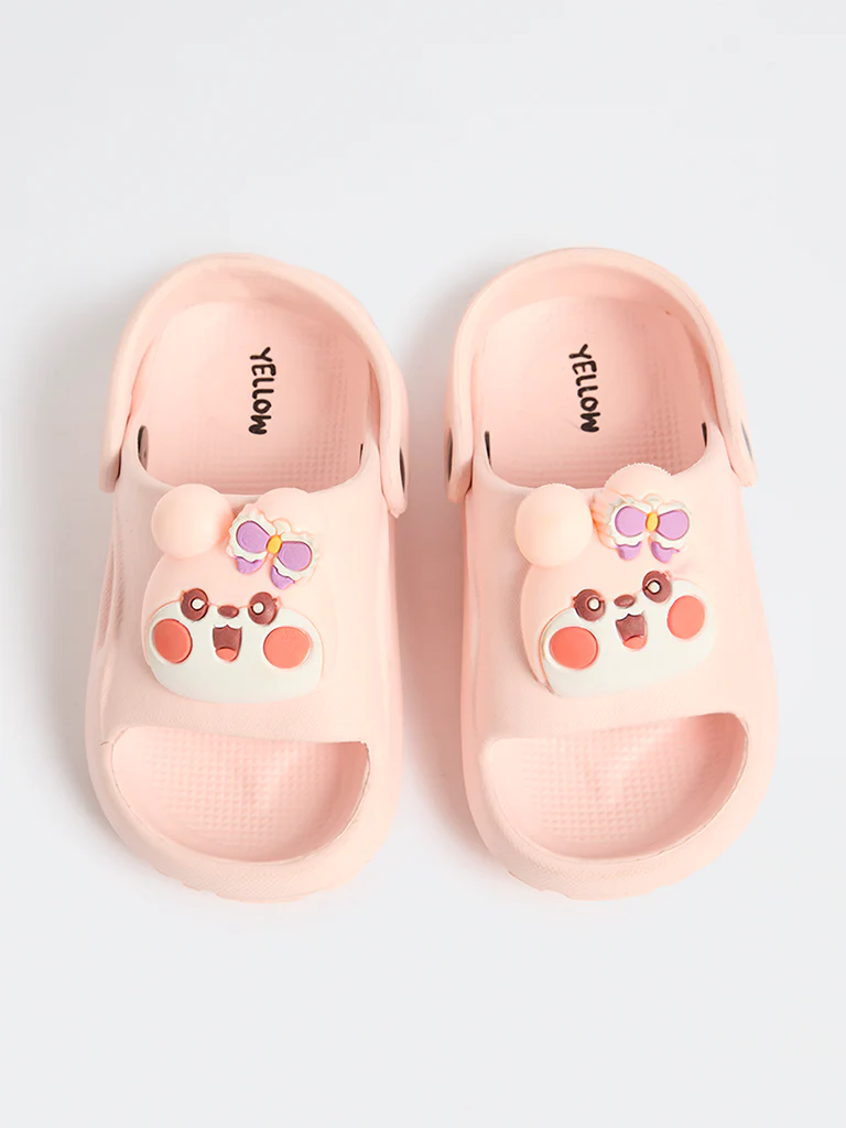 Yellow Light Pink Applique-Detailed Clogs - Image 2