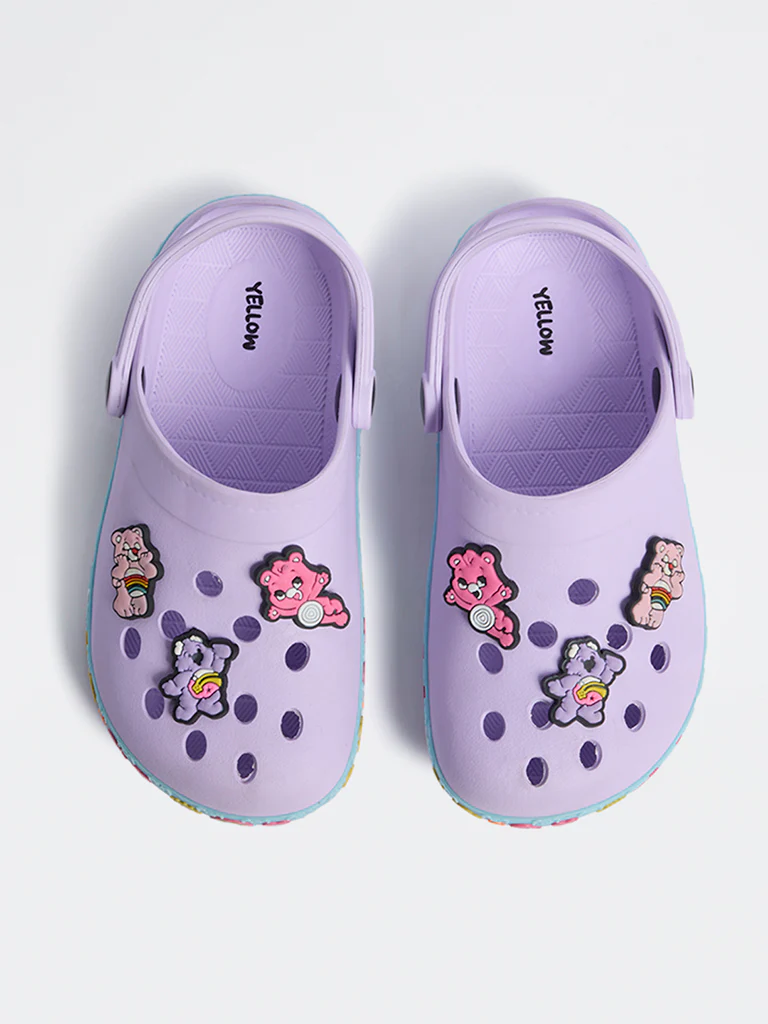 Yellow Lilac Applique Detailed Perforated Clogs - Image 2