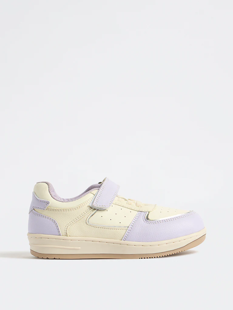 Yellow Lilac Colour-Blocked Sneakers