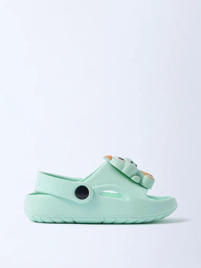 Yellow Mint Dinosaur-Themed Clogs
