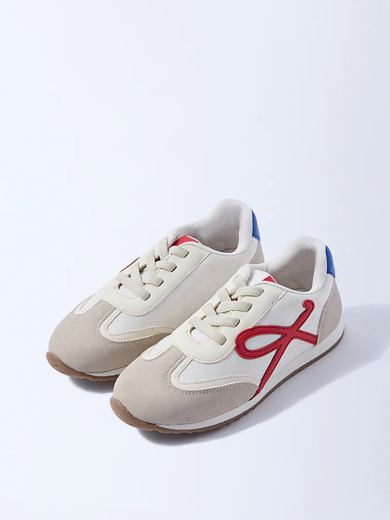Yellow Multicolour Colour-Blocked Suede Sneakers - Image 2