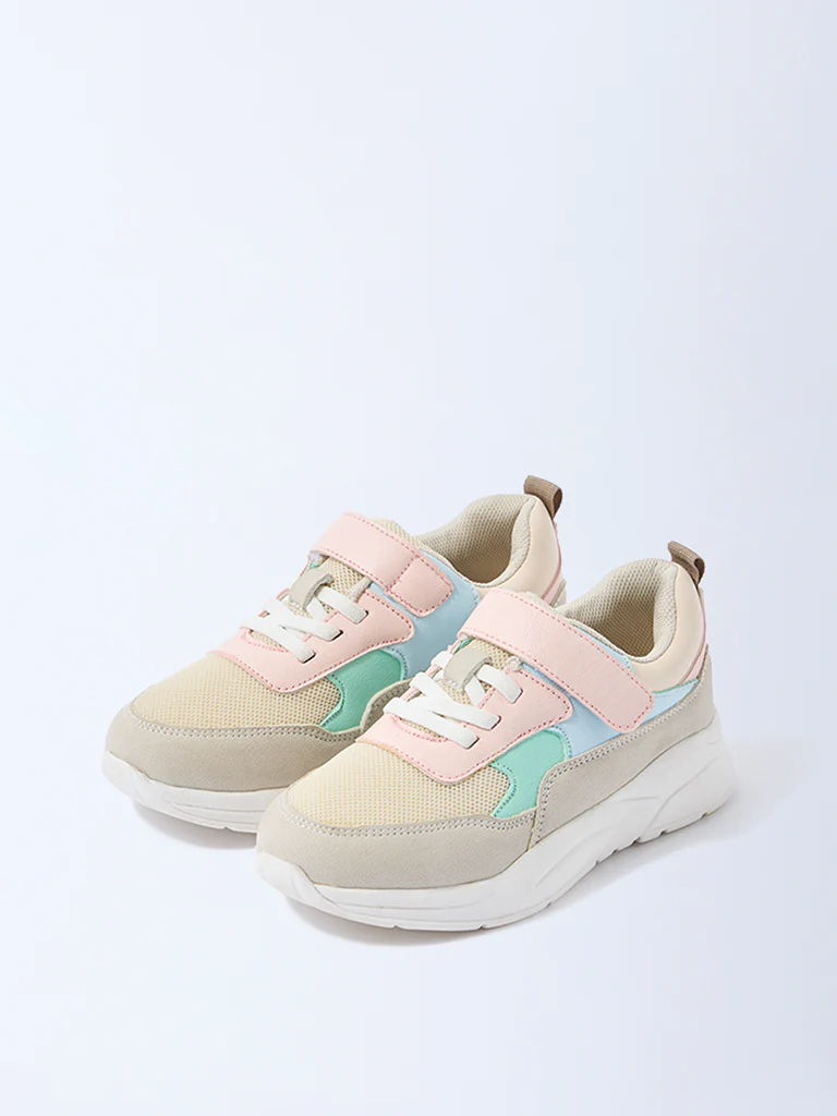 Yellow Multicolour Mesh Detailed Lace-Up Sneakers - Image 2