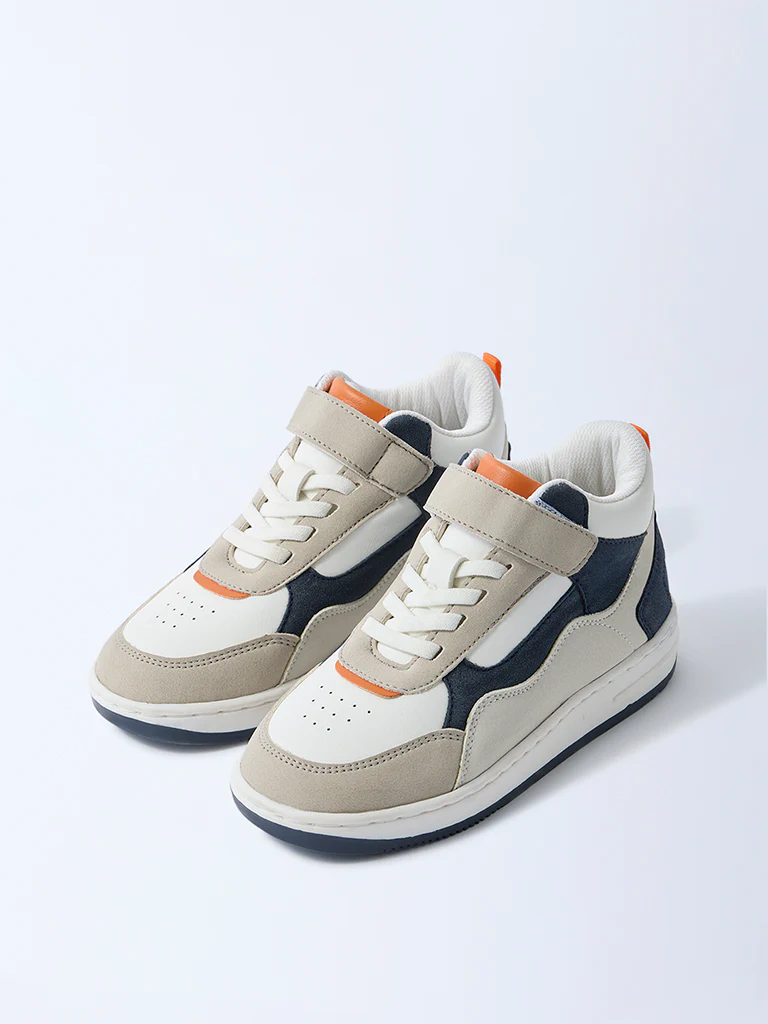 Yellow Navy Colour-Blocked Lace-Up Sneakers - Image 2
