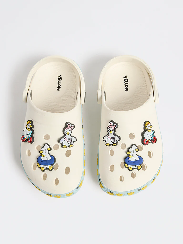 Yellow Off-White Duck Applique Clogs - Image 2