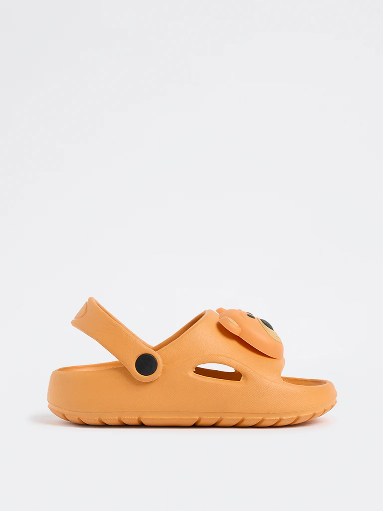 Yellow Orange Bear-Applique Clogs