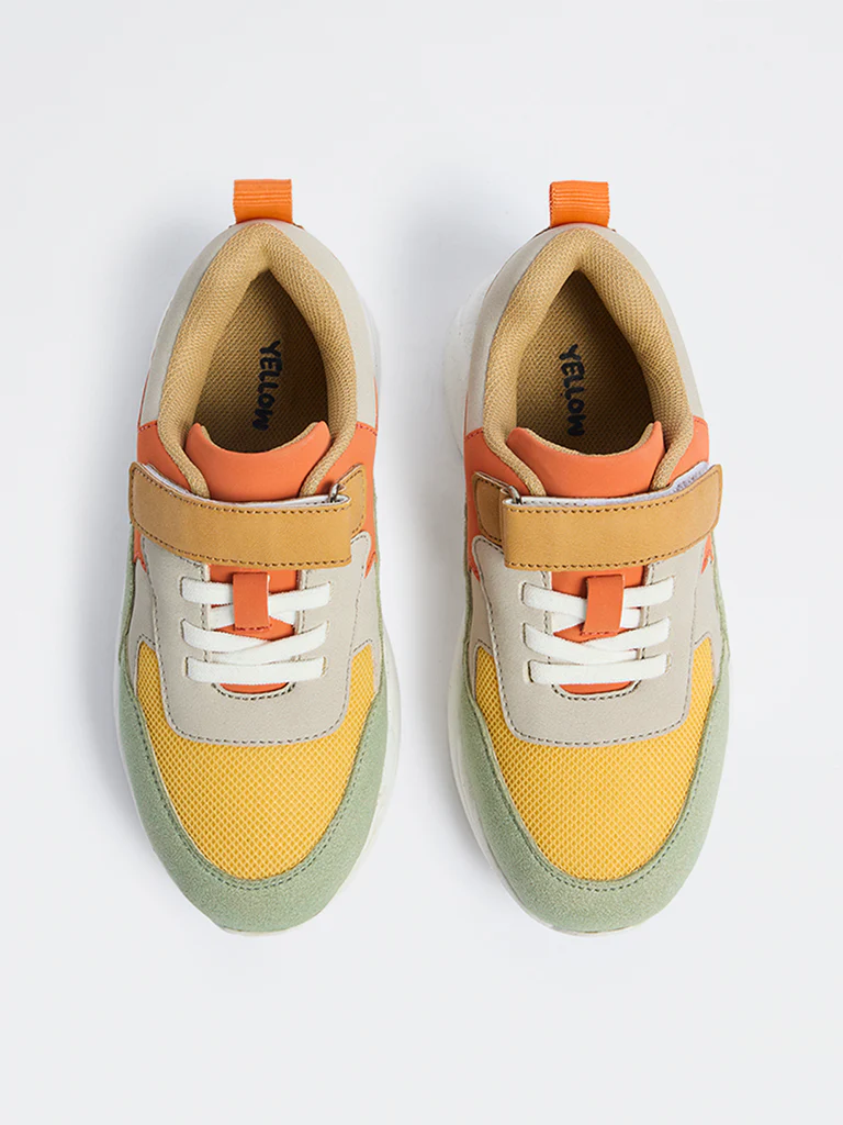 Yellow Orange Colour-Blocked Sneakers - Image 2