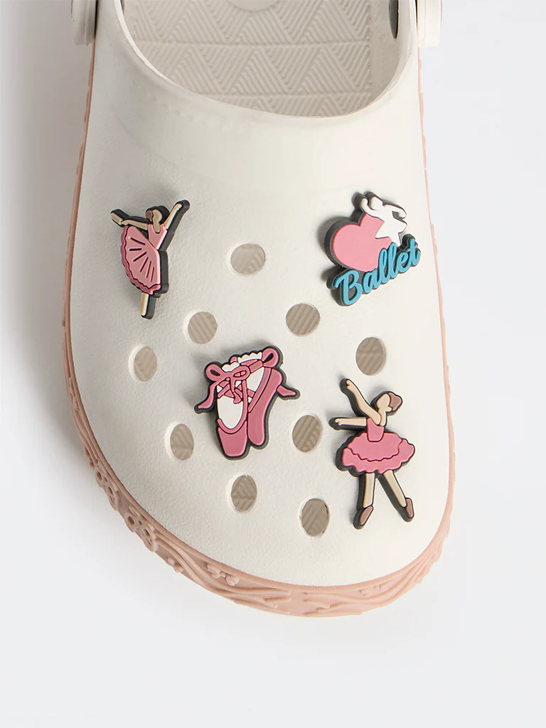 Yellow Pink Applique Detailed Perforated Clogs - Image 3