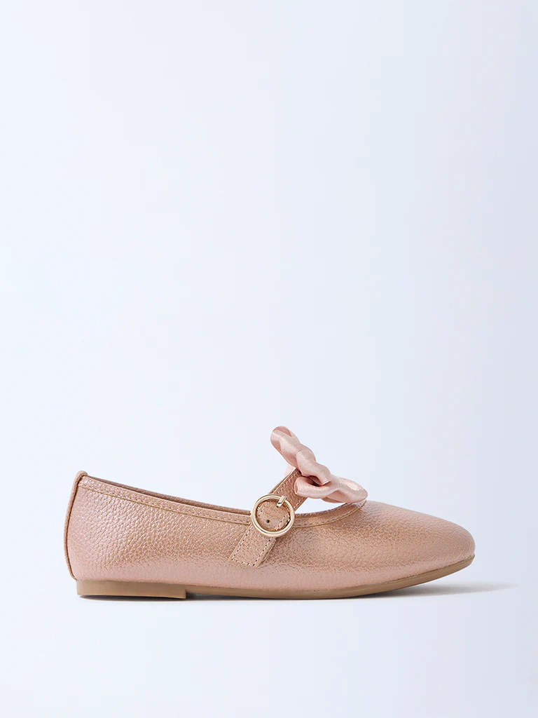 Yellow Pink Bow-Detailed Ballerina