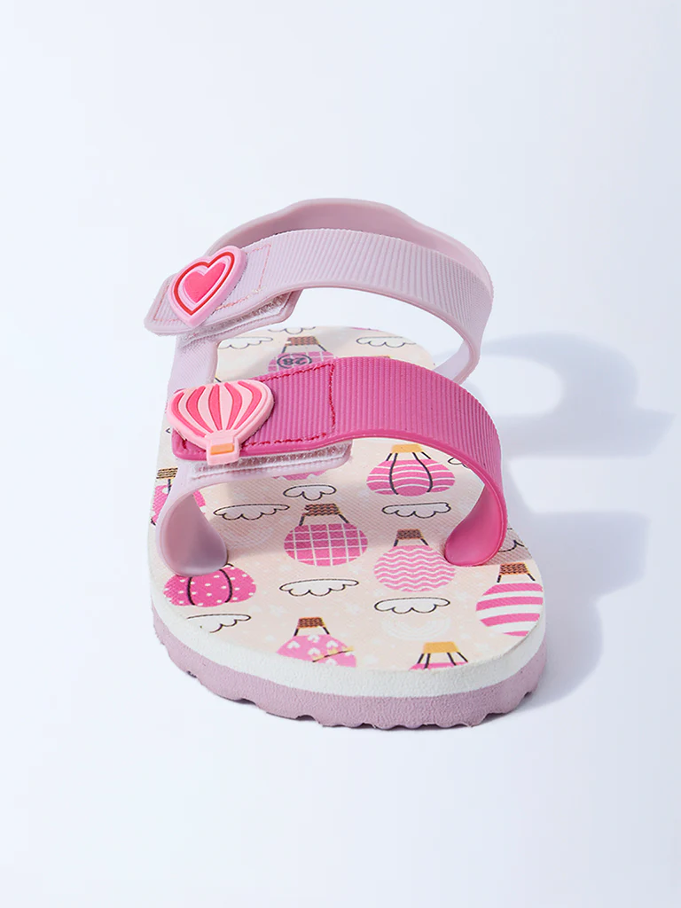 Yellow Pink Hot Air Balloon-Detail Sandals - Image 3
