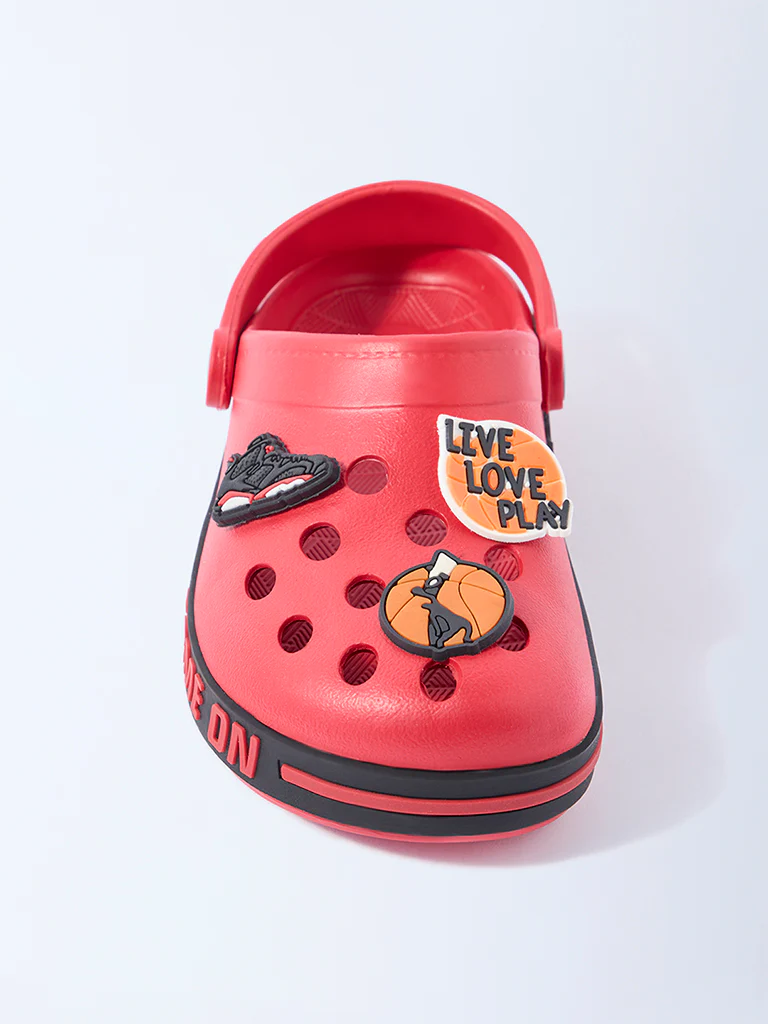 Yellow Red Basketball-Themed Clogs - Image 3