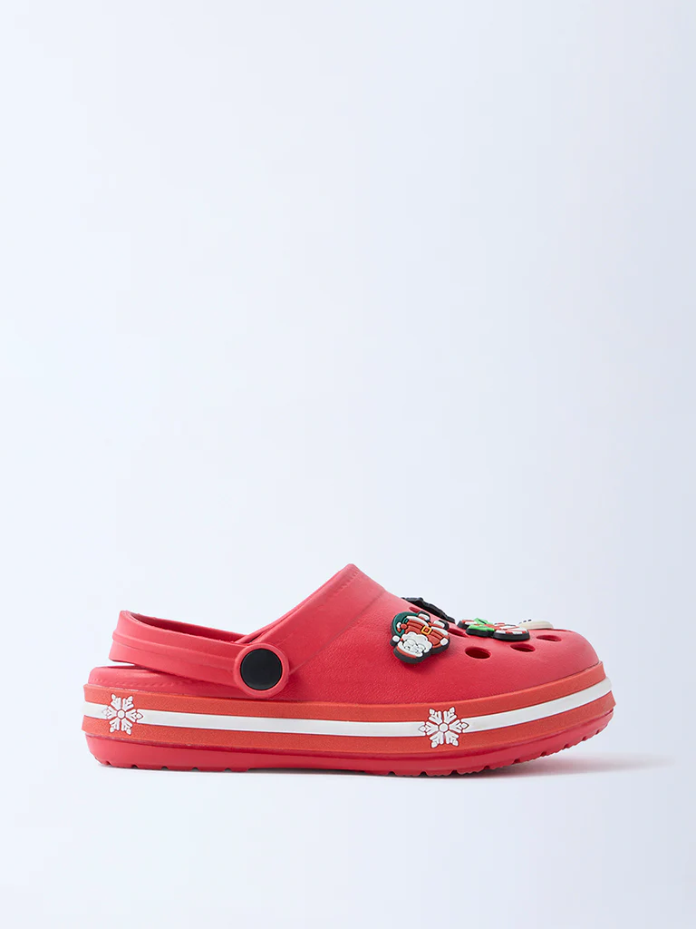 Yellow Red Christmas-Themed Clogs