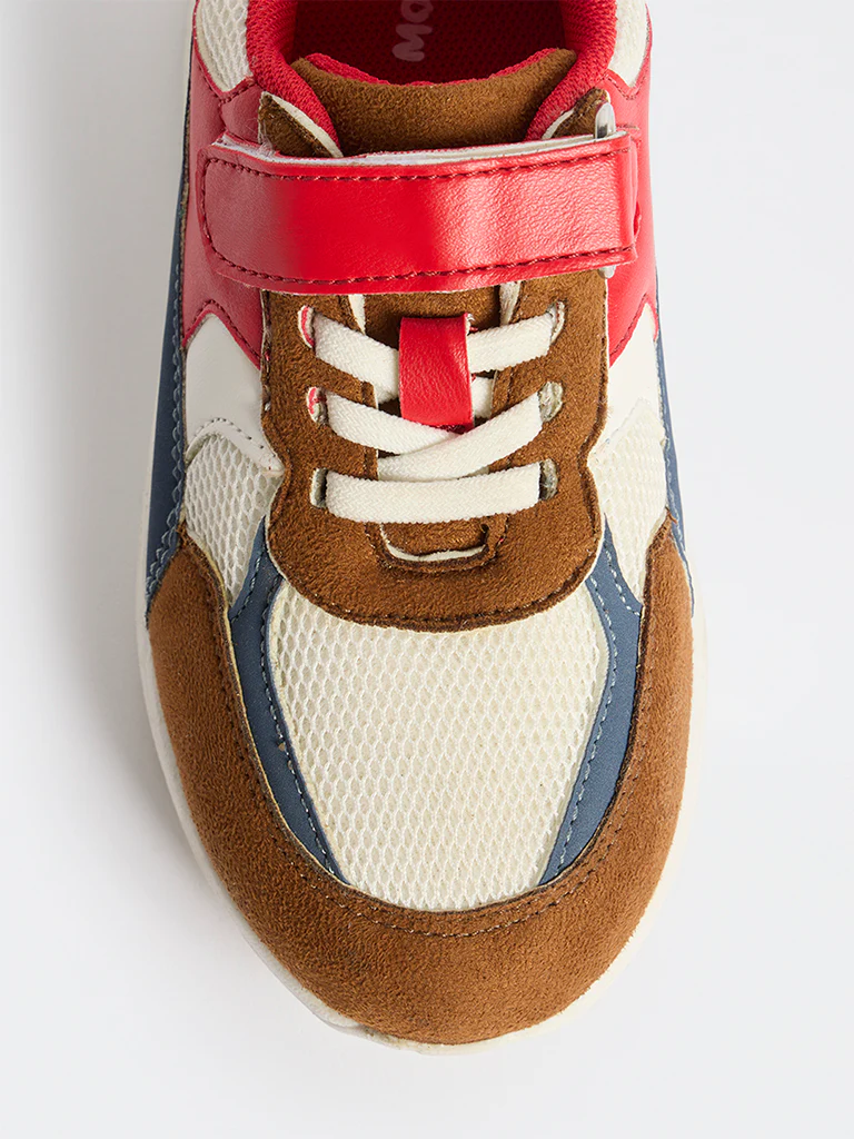Yellow Red Colour-Block Velcro-Strap Sneakers - Image 3