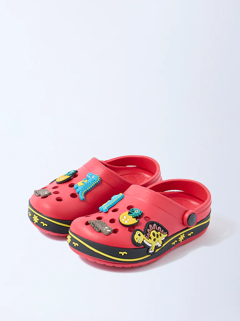 Yellow Red Dinosaur-Themed Clogs - Image 2