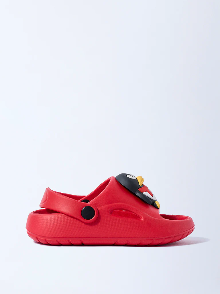 Yellow Red Penguin Applique Clogs