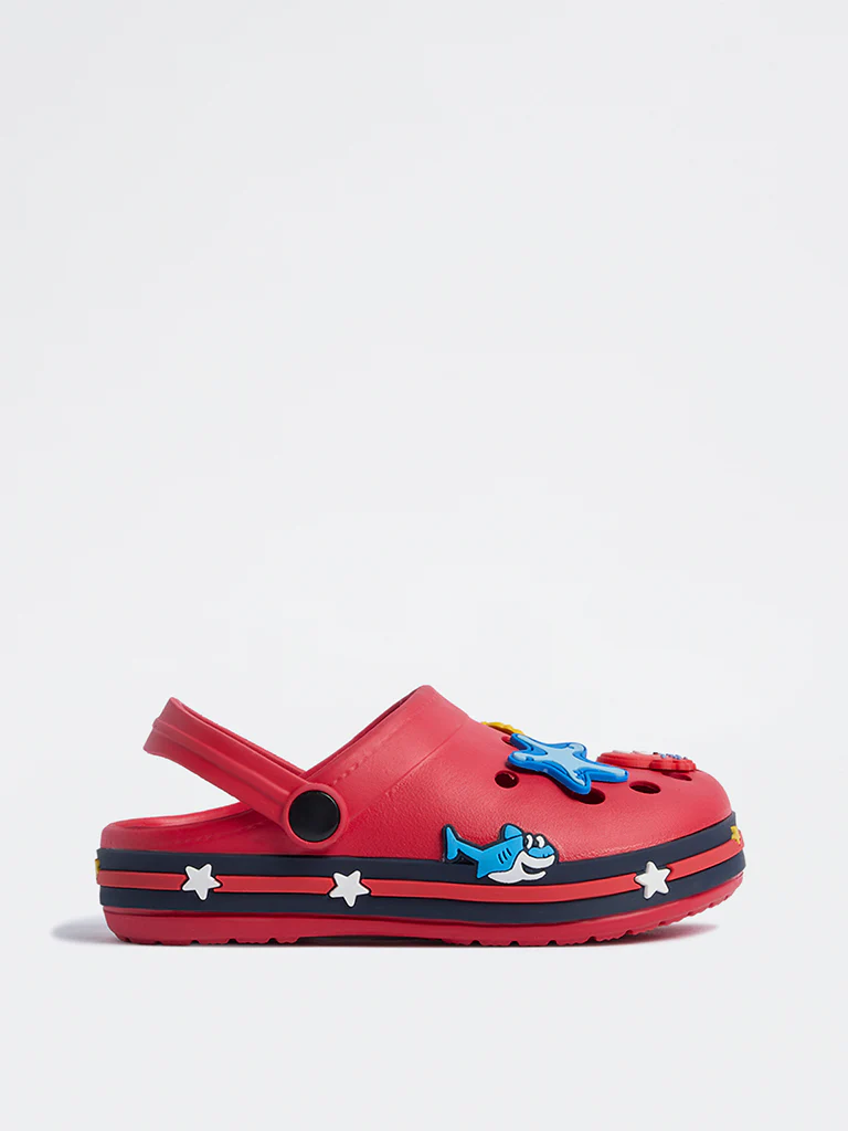 Yellow Red Whale Applique Clogs