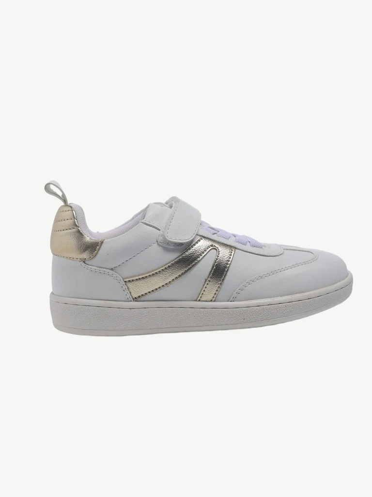 Yellow White and Gold Sparkle Deatiled Velcro Strap Sneakers