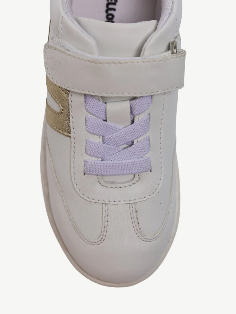 Yellow White and Gold Sparkle Deatiled Velcro Strap Sneakers - Image 3