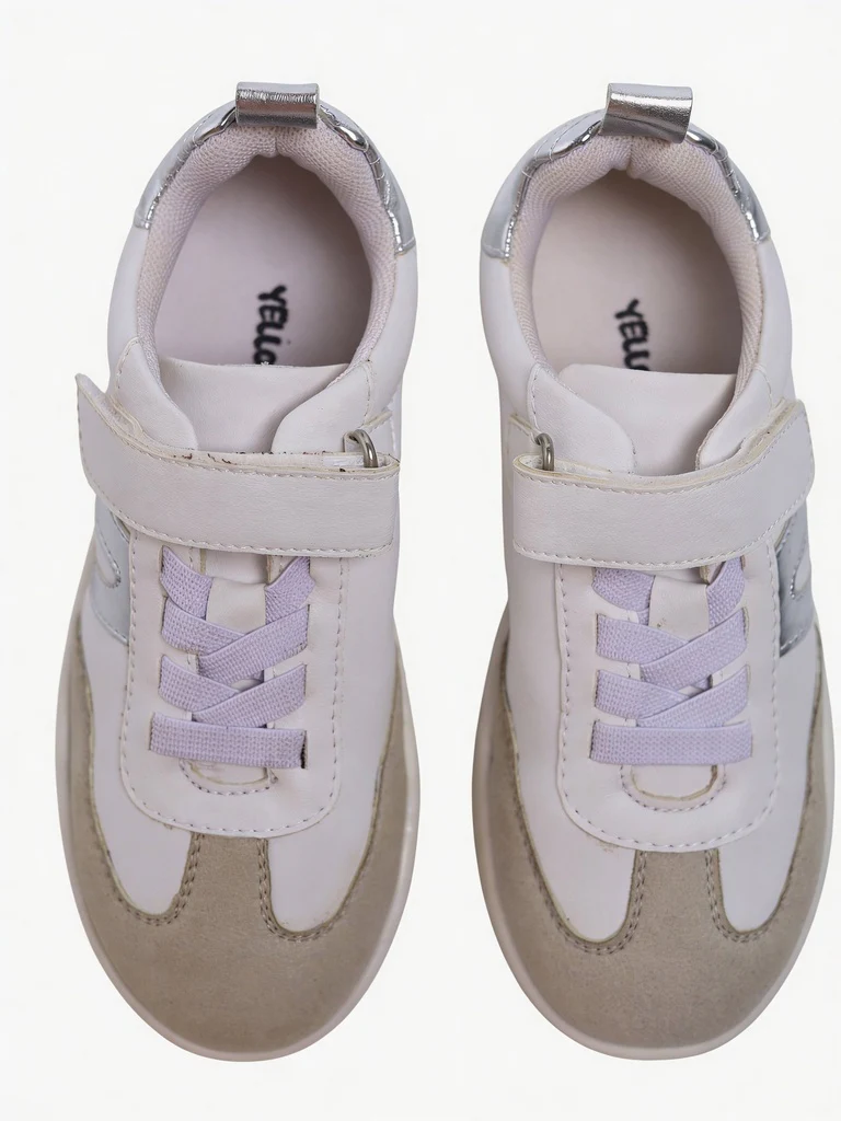 Yellow White and Silver Sparkle Deatiled Velcro Strap Sneakers - Image 2