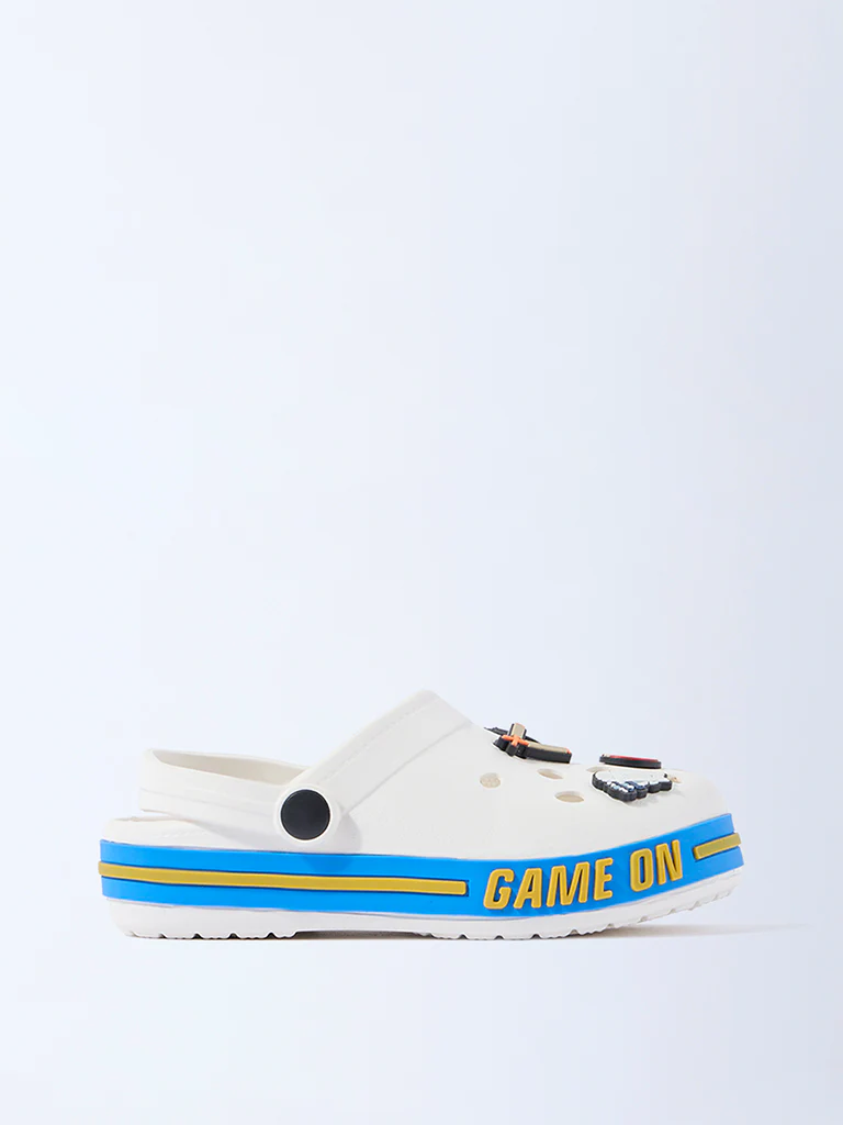Yellow White Cricket Applique-Detailed Clogs