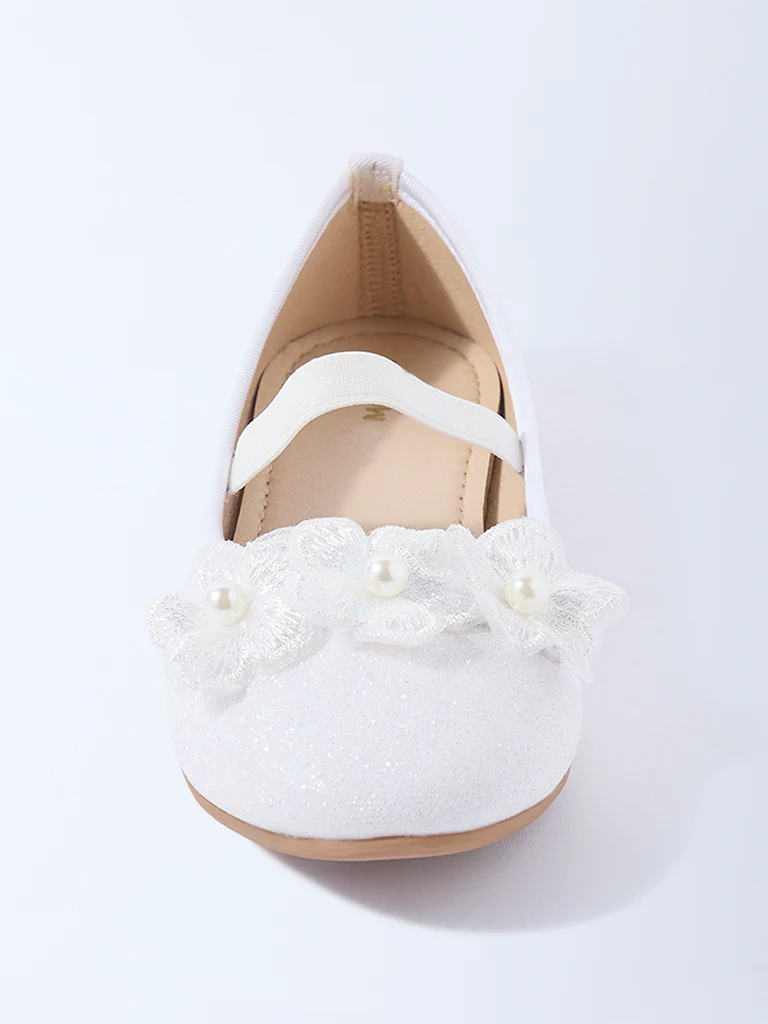 Yellow White Floral Detailed Mary Jane Shoes - Image 3